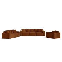 Fun Möbel Polstergarnitur Designersofa FUN AROA 3-2-1 Sofagarnitur in Cordstoff Poso, (Rücken echt bezogen) braun