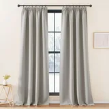 KGORGE Thermovorhang Kälteschutz 2er Set 240 x 140 cm(HxB) Wohnzimmer Verdunklungsgardine Kräuselband für Schiene Vorhänge Blickdicht Gardinen Thermo, Natur