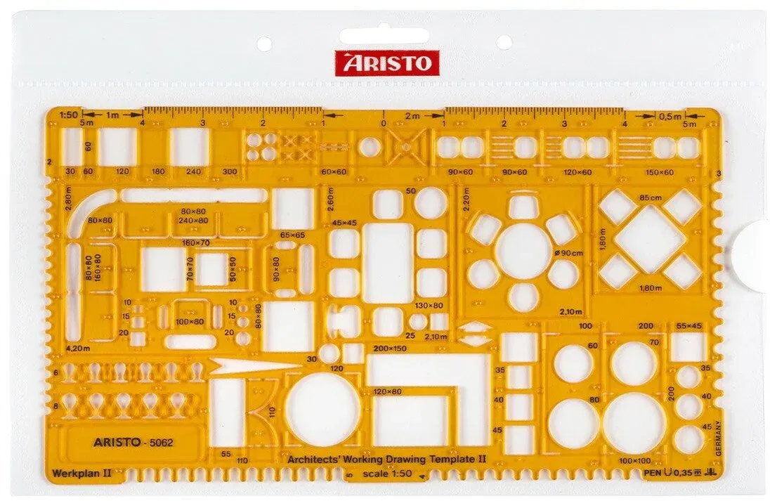 ARISTO Architektur-Werkschablone Werkplan II 1:50 AR5062
