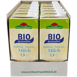 Schwarzwaldmilch Bio lactosefreie H-Milch 1,5% 1 Liter, 12er Pack