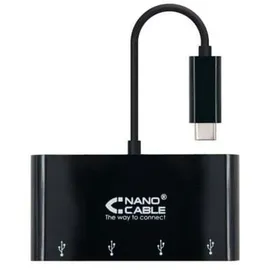 NANOCABLE 10.16.4401-BK (USB-C, 4 Ports), Dockingstation - USB 3.0-Adapter. USB-C/M-USB 3.0/F Schwarz