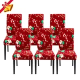 Jaotto Stuhlhussen Weihnachten 6er Set Universal,Stuhlhusse Stretch Moderne,Stuhlhussen Schwingstühle Elastische Langlebig Stuhlhussen für Feiertagsdekoration Weihnachten(Rotwein/Weihnachtsmann,6)