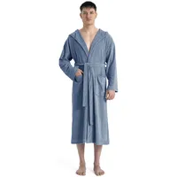 MY HOME Herrenbademantel MY HOME "Jule, ideal für Sauna & Spa, Hotelbademantel, Morgenmantel" Gr. L, blau (hellblau), L:125cm, Wirkfrottee, Hausmäntel, einfarbiger Leichtfrottier-Bademantel, hoher Baumwollanteil, S-4XL