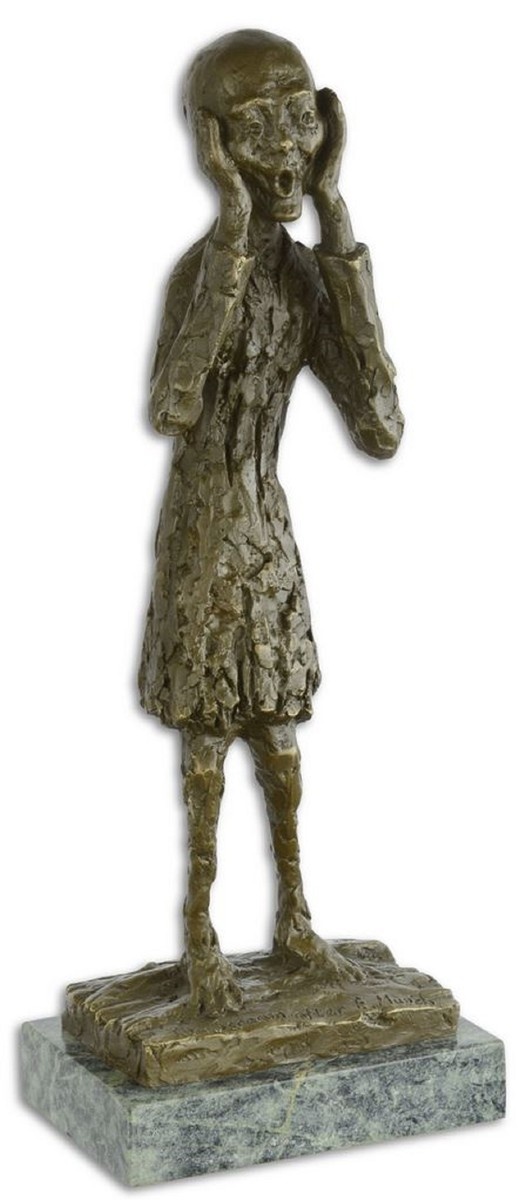 Casa Padrino Luxus Bronze Skulptur Der Schrei Bronze / Grau 14,5 x 9,9 x H. 38,2 cm - Deko Bronzefigur