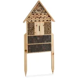 Relaxdays Insektenhotel XL stehend, Nisthilfe für Bienen, Florfliegen, Marienkäfer, Holz HxBxT: 79 x 49 x 12 cm, natur