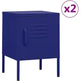 vidaXL Nachttische 2 Stk. Marineblau 35x35x51 cm Stahl