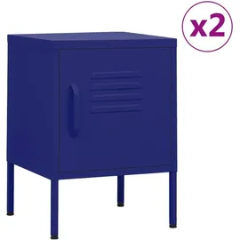 vidaXL Nachttische 2 Stk. Marineblau 35x35x51 cm Stahl