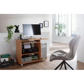 KADIMA DESIGN Laptoptisch Computertisch: 3D-Ecken, Stauraum, 90x66x50 cm, Spanplattenkonstruktion, Rollen. Beige, 90x50x71