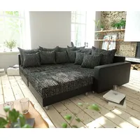 Eckcouch Clovis Schwarz mit Hocker und Armlehne Ottomane Rechts Ecksofa Modular - Schwarz