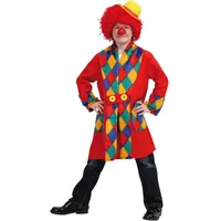 KarnevalsTeufel Kinderkostüm Clown Mantel in rot Harlekin Spaßvogel (128-140)