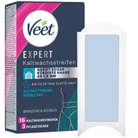 Veet EXPERT Kaltwachsstreifen Bikini & Achseln alle Hauttypen, 16 Stück