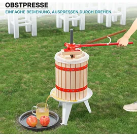 Wiltec Obstpresse 6 l Buchenholz Rot/Braun