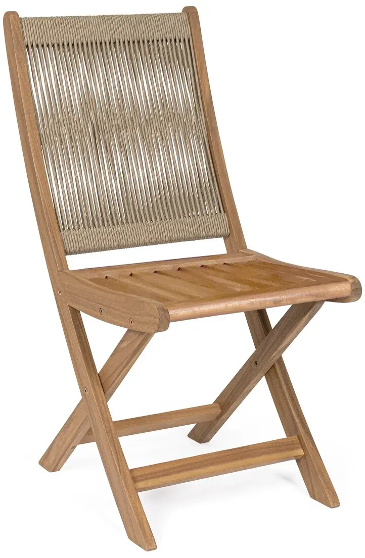 2er-Set Klappstuhl Danubio - Akazienholz Natur, Geflecht Taupe