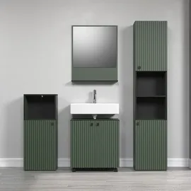 trendteam Waschbeckenunterschrank Grün Rillenoptik 1 Einlegeboden 60 x 64 cm Badezimmer
