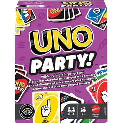 UNO Party Kartenspiel für große Gruppen, Kinder, Erwachsene, Familienabende, 6 bis 14 Spieler, ab 7 Jahren