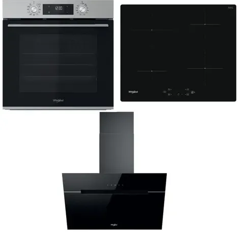 Whirlpool Backofen OMK58CU1SX + Induktionskochfeld WSQ7360NE + Dunstabzugshaube WHVP62FLTSK SETWH22