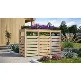 Karibu Mülltonnenunterstand 3 mit Hochbeet naturbelassen Mülltonnenbox Gartenbox 238x143x88 in cm (BxHxL)
