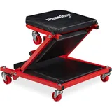 Relaxdays Rollbrett Werkstatt bis 150 kg, 2in1 Rollsitz & Werkstattliege klappbar, 360° drehbar, f. Auto, Stahl, schwarz