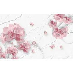 Fototapete PAPERMOON "Muster mit Blumen", bunt, B:4,00m L:2,60m, Vlies, Tapeten