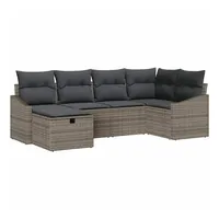 VidaXL 6-tlg. Garten-Sofagarnitur mit Kissen Grau Poly Rattan