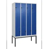 C+P Z-Spind Classic PLUS, Gestell, 8 Abteile, HxBxT 212x120x50cm, Sicherheitsdrehriegel, Hellgrau/Enzianblau von PROREGAL