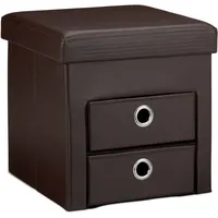 Relaxdays Sitzhocker Faltbar mit Stauraum 38 x 38 x 38 cm Braun