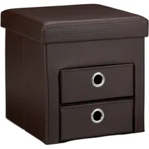 Relaxdays Sitzhocker Faltbar mit Stauraum 38 x 38 x 38 cm Braun