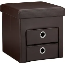 Relaxdays Sitzhocker Faltbar mit Stauraum 38 x 38 x 38 cm Braun