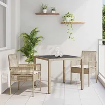 vidaXL Garten Essgruppe 3-tlg. Beige