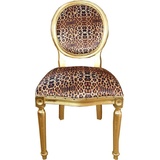 Casa Padrino Barock Luxus Esszimmer Stuhl Leopard / Gold Mod2 - Designer Stuhl - Hotel & Restaurant Möbel - Luxus Qualität