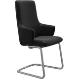 Polsterstuhl STRESSLESS "Laurel", schwarz (schwarz batick, chrom glänzend), B:58cm H:105cm T:60cm, Leder BATICK: BATICK ist ein leicht korrigiertes, durchgefärbtes und genarbtes Möbelleder, bei dem die meisten Unebenheiten und Spuren in der Regel entfernt wurden., Stühle, Polsterstuhl, High Back mit Armlehne, Größe L, mit Beinen aus Stahl in Chrom