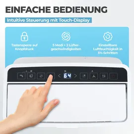 Klamer Luftentfeuchter elektrisch 20L, 180m3 Luftumwälzung pro Stunde, 440W starker Raumentfeuchter, Entfeuchter mit bis zu 5,5 Liter Fassungsvermögen