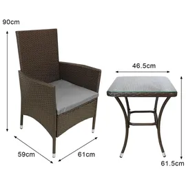 MonsterShop Jardí Bistro Set 3-tlg. Braun