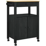 vidaXL Küchentrolley MONZA Schwarz 60 x 40 x 88,5 cm Massivholz Kiefer