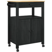 vidaXL Küchentrolley MONZA Schwarz 60 x 40 x 88,5 cm Massivholz Kiefer