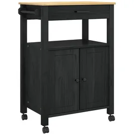 vidaXL Küchentrolley MONZA Schwarz 60 x 40 x 88,5 cm Massivholz Kiefer