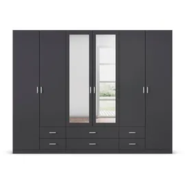 Rauch Kleiderschrank RAUCH "Schrank Garderobe Wäscheschrank GAMMA in 3 Breiten", grau (graumetallic), B:271cm H:210cm T:54cm, Holzwerkstoff, Schränke, Kleiderschrank, viel Stauraum mit 6 Schubladen, mit Spiegel TOPSELLER MADE IN GERMANY, Topseller
