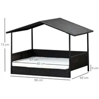 PawHut Hundehöhle Rattan 98 x 70 cm Braun