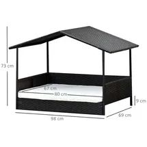 PawHut Hundehöhle Rattan 98 x 70 cm Braun