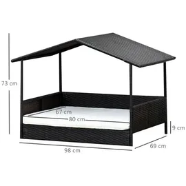 PawHut Hundehöhle Rattan 98 x 70 cm Braun