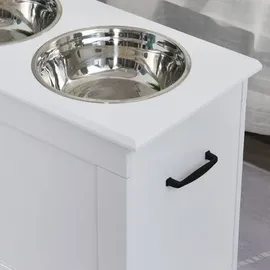 PawHut Futternapf, Holzwerkstoff, Länge: 60 cm - weiss