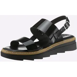 Sandale HEINE, Damen, Gr. 38, schwarz, Leder, Lackleder, Glattleder, modisch, Schuhe