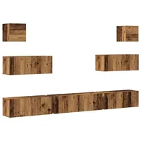 VidaXL 7-tlg. TV-Schrank-Set Wandmontage Altholz-Optik Holzwerkstoff