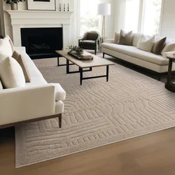 Kadima Design Teppich Strukturiert Skandinavisch  200x290cm, Gesamthöhe 1,7cm  Taupe  Komfortabel & Langlebig  Hoch-Tief-Effekt  EDEN-Carlisle
