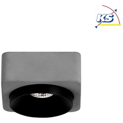 Brumberg LED Einbau-Downlight KONKRET, eckig, Plug&Play 350mA, 6.8W 3000K 520lm 40°, CRi >90, Beton / Blende schwarz BRUM-12219733