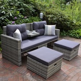 Garden Pleasure Loungesofa VALETTA, hellgrau Kunststoff, Metall, 7-teilig
