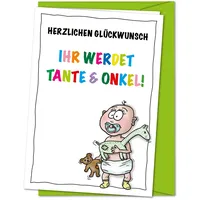 Karte Ihr werdet Tante und Onkel, Nachwuchs ankündigen, Schwangerschaft verkünden, Karte Wir sind schwanger, Baby im Anflug - XL Babykarte inkl. Umschlag