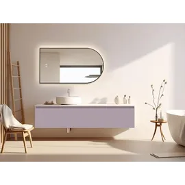 PonteSino HOKO Badspiegel Antibeschlag LED Bogenspiegel 50x90cm mit Metallrahmen, HOCH+QUER Montage. Touch Schalter+Licht Wechsel 2700-6500K, Warmweiß-Kaltw... - Schwarz