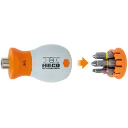 Heco Stubby Mini-Schraubendreher, HD- & PZD-Bits, 6-teilig - 63073