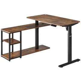 Ergo Office Höhenverstellbarer elektrischer Schreibtisch , max. Höhe 121cm, max. 70 kg, mit Tischplatte, rustikal braun, ER-450 - Braun/Schwarz